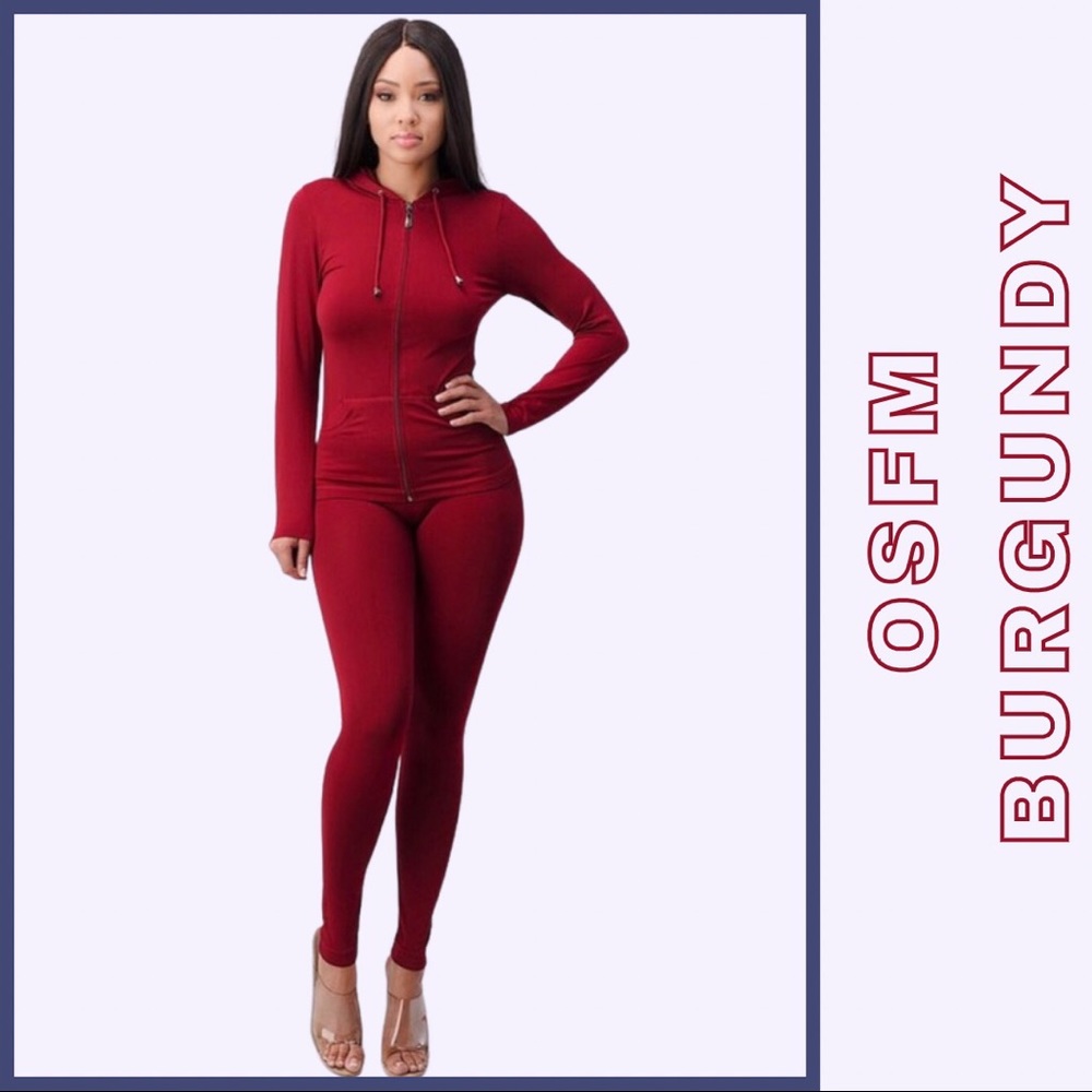 Burgundy Hoodie Legging Set